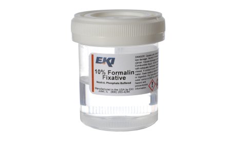 Ek Industries - Prefilled Formalin Container 30 mL Fill in 60 mL (2 oz.) Screw Cap Warning Label / Patient Information NonSterile - 24499-100X60ML