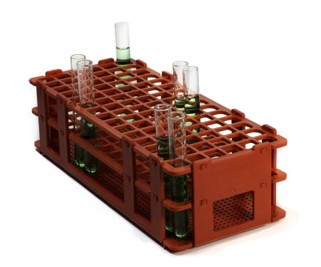 Bel-Art Products Test Tube Rack 90 Place 10 mm - 13 mm Tube Size Red 2-1/2 X 4-1/8 X 9-3/4 Inch - 18746-0000