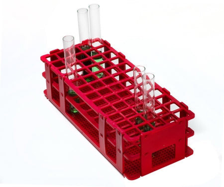 Bel-Art Products No-Wire Test Tube Rack 60 Place 16 mm Tube Size Red - 18746-0001