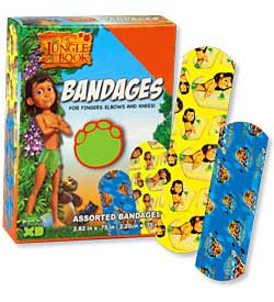 Medibadge Adhesive Strip 3/4 X 2-2/10 Inch / 3/4 X 2-9/10 Inch Plastic Rectangle Kid Design (Jungle Book) Sterile - 3M70