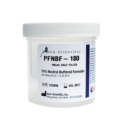 Azer Scientific Prefilled Formalin Container Polypropylene Screw Cap 90 mL Fill in 180 mL (6 oz.) NonSterile - PFNBF-180