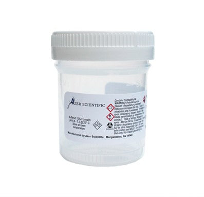 Azer Scientific Prefilled Formalin Container Polypropylene Screw Cap 30 mL Fill in 60 mL (2 oz.) NonSterile - PFNBF-60