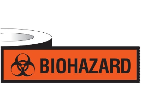 Shamrock - Pre-Printed Label Warning Label Fluorescent Red Tape Biohazard / Symbol Black Biohazard 2 X 6 Inch - SBH-48
