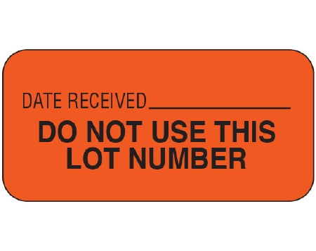 Shamrock Scientific Shamrock Pre-Printed / Write On Label Communication Fill In DATE RECEIVED _____ / DO NOT USE THIS / LOT NUMBER Fluorescent Red 3/4 X 1-1/2 Inch - UPCR-3017