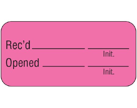 Shamrock - Pre-Printed Label Advisory Label Pink Vac Rec’d _____ _____ / Init. / Opened _____ _____ / Init. Black Quality Control Label 3/4 X 1-1/2 Inch - UPCR-3019