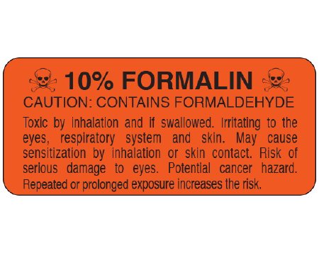 Shamrock - Pre-Printed Label Warning Label Orange 10% FORMALIN Black Biohazard 1 x 2-1/4 Inch - UPCR-6046