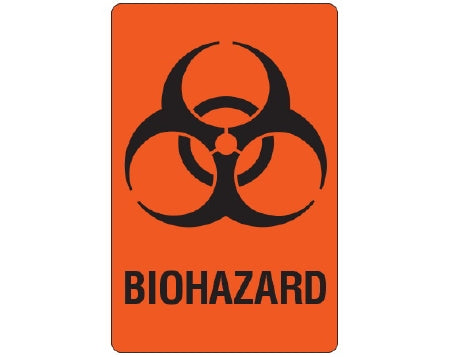 Shamrock Scientific Shamrock Pre-Printed Label Warning Label BIOHAZARD Fluorescent Red 3-1/2 X 2-1/4 Inch - UPCR-9903