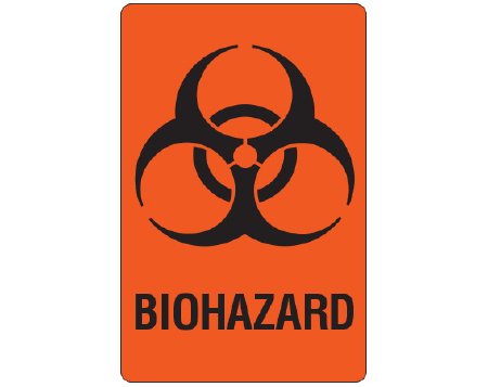Shamrock - Pre-Printed Label Warning Label Orange Cardstock Biohazard / Symbol Black Biohazard 2-1/4 X 3-1/2 Inch - UPCR-9903