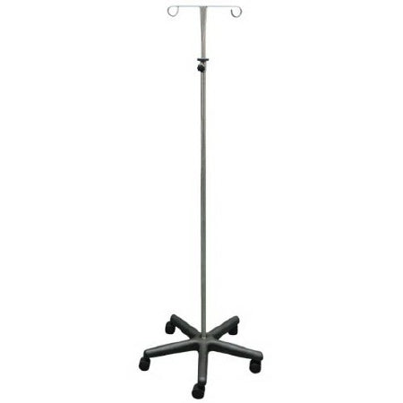 MRIequip.com LLC IV Pole 2-Hook Aluminum Base, 5 Casters - IV-1006