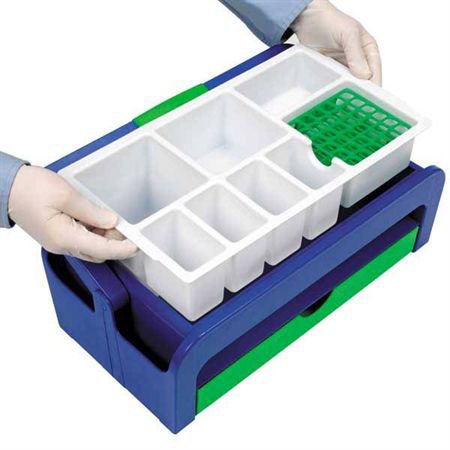 Droplet - Phlebotomy Tray 6 X 9 X 16 Inch, 2 Disposable Inserts, One 13 mm Tube Rack For use with Replaceable Liners - 6989