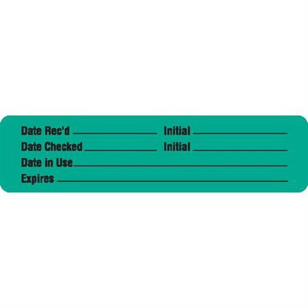 Market Lab Inc Pre-Printed / Write On Label Communication Fill In Date Rec'd _________ Initial ________ / Date Checked ________ Initial ________ / Date in use ____________ / Expires _________ Green 0.87 X 3-1/2 Inch - 8033