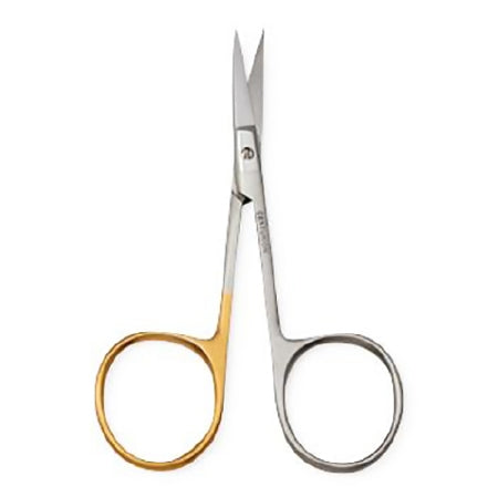 Centurion Lil' Tips - Iris Scissors 4 Inch Length Floor Grade Stainless Steel Sterile Finger Ring Handle Curved Sharp Tip / Sharp Tip - 67450