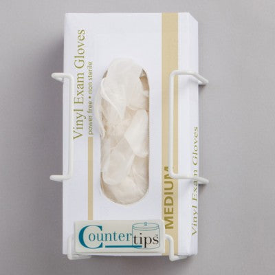 Countertips - Glove Box Holder Horizontal or Vertical Mounted 1-Box Capacity White 4.3 X 5.9 X 7.7 Inch Coated Wire - 4065