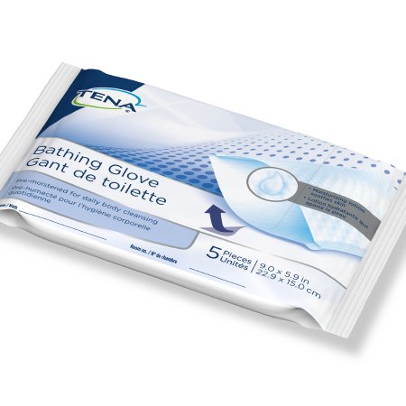 Essity Hms North America Rinse-Free Bathing Glove Wipe Tena Soft Pack Water / Peg-8 / Dimethicone Unscented 5 Count - 65004