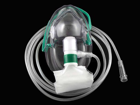 MTR - NonRebreather Oxygen Mask Elongated Style Adult One Size Fits Most Adjustable Head Strap / Nose Clip - MS-25059