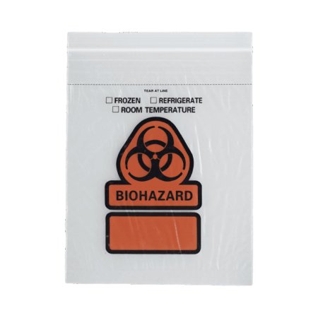 RD Plastics Company - Specimen Transport Bag with Document Pouch 8 X 10 Inch Zip Closure Biohazard Symbol / Storage Instructions NonSterile - B51