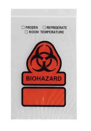 RD Plastics Company - Specimen Transport Bag 4 X 6 Inch Zip Closure Biohazard Symbol / Storage Instructions NonSterile - Q512
