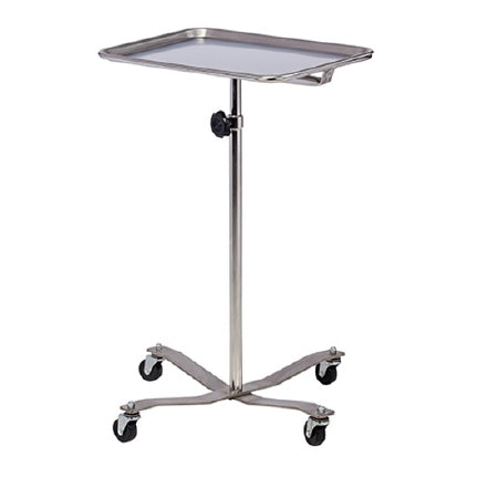 Clinton Industries Mobile Instrument Stand Tray Stainless Steel Base, Four Leg Mobile Base, Heavy-duty Stable Design 33 to 49 Inch 23 Inch - MS-29