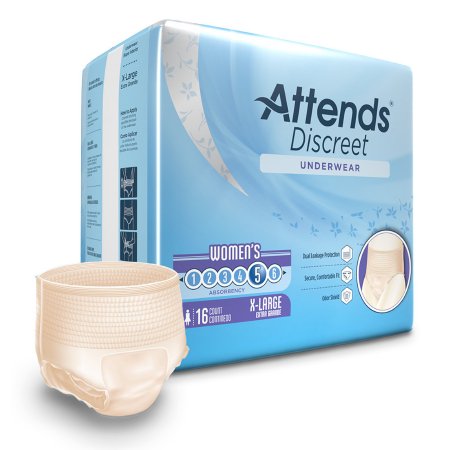 Attends Discreet - Female Adult Absorbent Underwear Pull On with Tear Away Seams X-Large Disposable Heavy Absorbency - ADUF40