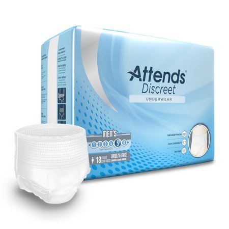 Attends Discreet - Male Adult Absorbent Underwear Pull On with Tear Away Seams Large / X-Large Disposable Moderate Absorbency - ADUM35