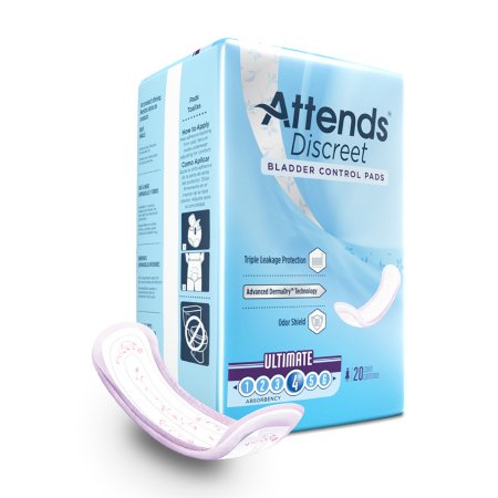 Attends Discreet - Bladder Control Pad 15 Inch Length Moderate Absorbency Polymer Core One Size Fits Most Adult Female Disposable - ADPULT