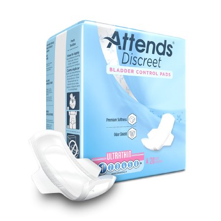 Attends Healthcare Products Attends Discreet Bladder Control Pad 9 Inch Length Light Absorbency Polymer One Size Fits Most Female Disposable - ADPTHIN