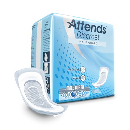Attends Healthcare Products Attends Discreet Male Guard Bladder Control Pad 12-1/2 Inch Length Light Absorbency Polymer One Size Fits Most Male Disposable - ADMG20