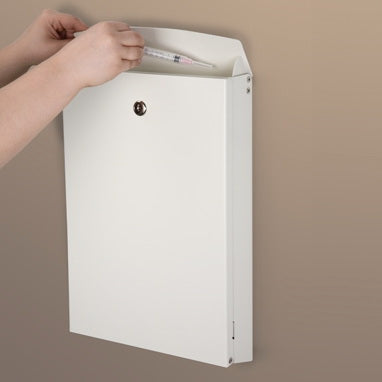 Health Care Logistics - Slim Wall Drop Box Wall Mount 16 Gauge Steel Two Keys Cam Lock - 17683