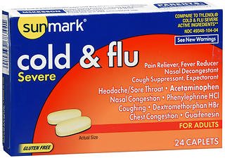 McKesson sunmark Cold and Cough Relief 325 mg - 5 mg - 200 mg - 5 mg Strength Caplet 24 per Box - 49348010404