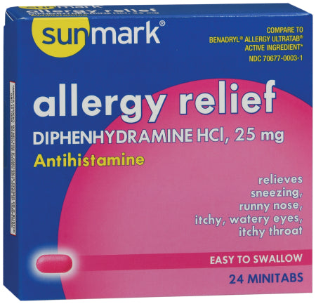 McKesson sunmark Allergy Relief 25 mg Strength Minitab 24 per Box - 70677000301