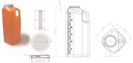 OakRidge Products 24 Hour Urine Specimen Collection Container 4-1/2 X 6-5/16 X 9-5/8 Inch Polyethylene Screw Cap 3,000 mL (101 oz.) NonSterile - 0803-2700