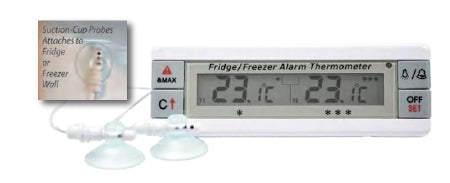 Thermco Products Inc Digital Thermometer Fahrenheit / Celsius -40° to 158°F (-40° to 70°C) 2 Bottle Probes Multiple Mounting Options Battery Operated - ACC8100DIG