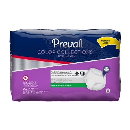 First Quality Prevail Color Collections for Women Adult Absorbent Underwear Pull On Small / Medium Disposable Moderate Absorbency - PWV-512