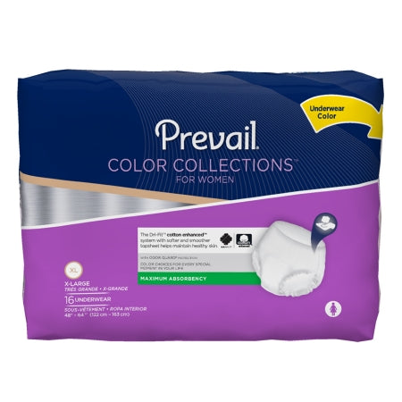 First Quality Prevail Color Collections for Women Adult Absorbent Underwear Pull On X-Large Disposable Moderate Absorbency - PWV-514