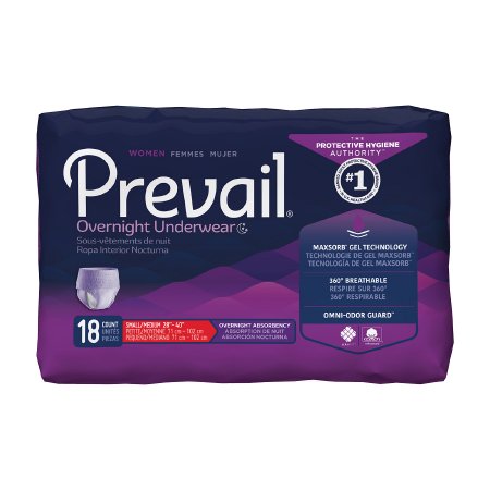 First Quality Prevail Overnight Adult Absorbent Underwear Pull On Small / Medium Disposable Heavy Absorbency - PWX-512