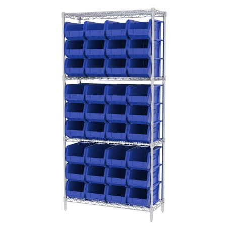 Akro-Mils Wire Shelving 4 Shelves Steel Wire, Polymer Bin - AWS143630240B