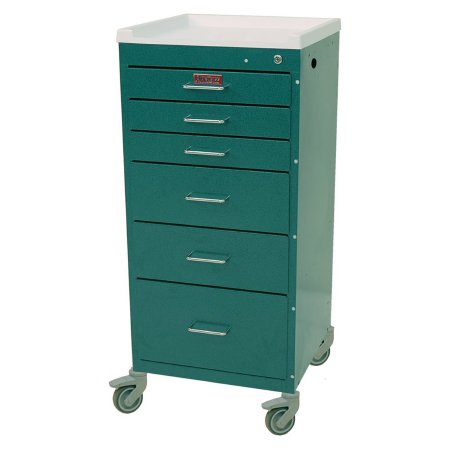 Mini Line - Anesthesia Cart 18 X 18 X 40.75 Inch Red (3)-3 Inch, (2)-6 Inch, (1)-9 Inch Drawer Configuration, 12.6 X 16.75 Inch Internal Drawer - 3156K