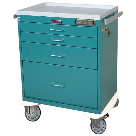 Harloff - Anesthesia Cart 22 X 32 X 36.5 Inch Light Blue (2)-3 Inch, (1)-6 Inch, (1)-12 Inch Drawer Configuration, 17 X 23 Inch Internal Drawer - 7350E