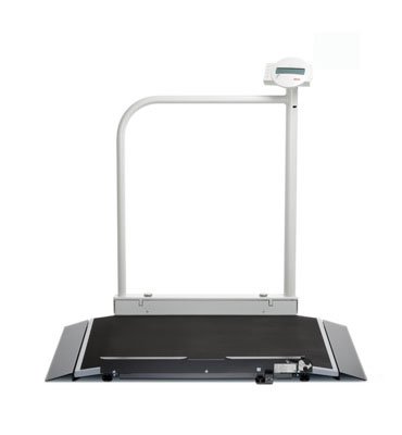 seca 676 - Wheelchair Scale with Fold-down Handrail Digital Display 800 lbs. Capacity AC Power - 6761321108