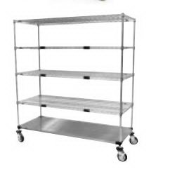 Intermetro Industries - Linen Cart 4 Shelves Stainless Steel 5 Inch Donut Stem Casters - ECM56XA