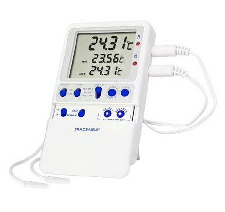 Control 3 Holdings LLC Traceable Refrigerator / Freezer Thermometer Fahrenheit / Celsius €“58 to 158°F (-50° to 70°C) 2 Bullet Probes Multiple Mounting Options Battery Operated - 4240