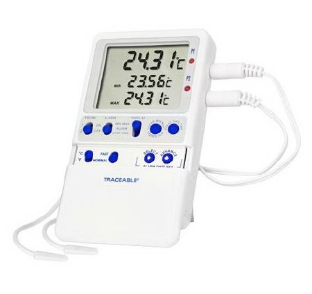 Traceable - Digital Refrigerator / Freezer Thermometer with Alarm Fahrenheit / Celsius -58° to +158°F (-50° to +70°C) 2 Bullet Probes Multiple Mounting Options Battery Operated - 94460-91