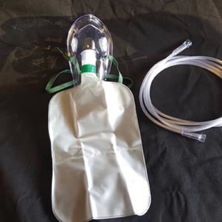 Med-Tech Resources NonRebreather Oxygen Mask Elongated Style Adult User One Size Fits Most Adjustable Elastic Head Strap - TR-25059-50