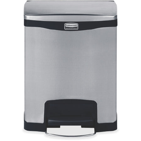 Saalfeld Redistribution Slim Jim Trash Can 32 Quart Rectangular Black / Silver Stainless Steel Step On - 1901985