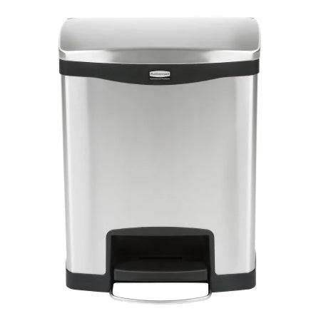 Rubbermaid Slim Jim - Trash Can 32 Quart Rectangular Silver / Black Stainless Steel Step On - 1901985