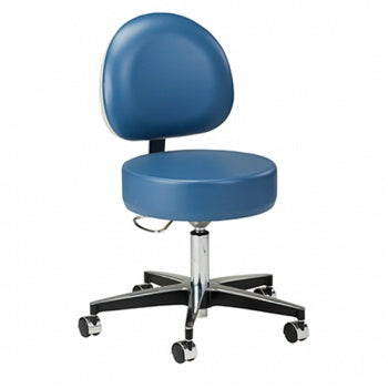 Clinton Industries Premier Series Exam Stool Upholstered Back Pneumatic Height Adjustment 5 Casters - 2156-31-26-22