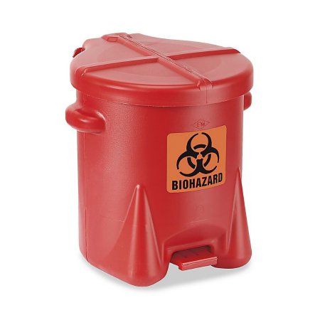 ULINE - Medical Waste Receptacle 6 gal. Round Red HDPE Step On - H-5191