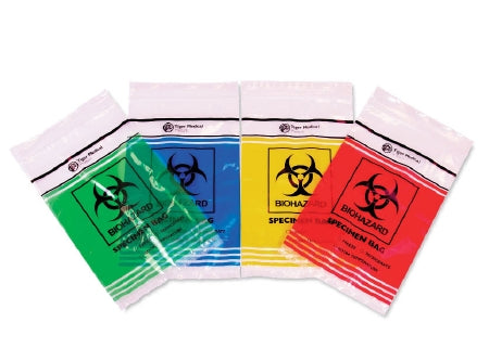 Market Lab Inc Safeguard Specimen Transport Bag with Document Pouch SafeGuard 6 X 10 Inch Plastic Biohazard Symbol / Storage Instructions Zip Closure NonSterile - 7065-BL