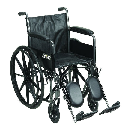 Drive Medical Silver Sport Wheelchair Full Length Arm Removable Arm Style Mag Wheel Black 16 Inch Seat Width 300 lbs. Weight Capacity - SSP216DFA-ELR
