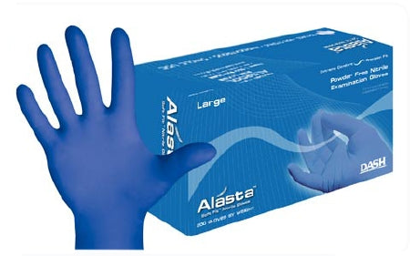 Dash Medical Gloves Alasta Exam Glove Large NonSterile Nitrile Standard Cuff Length Textured Fingertips Blue Not Chemo Approved - ALS100L